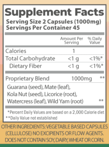 Energy formula capsules nutrition facts.