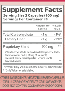Healthy cycles 180 caps, nutrition facts.