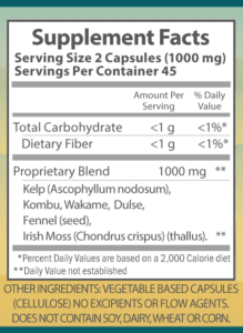 Ocean Tonic 90 capsules nutrition facts.