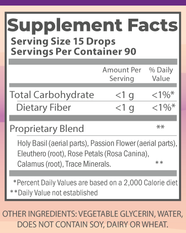 Serenity Now 2oz supplement facts.