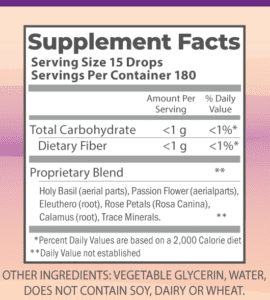 Serenity Now 4oz supplement facts.